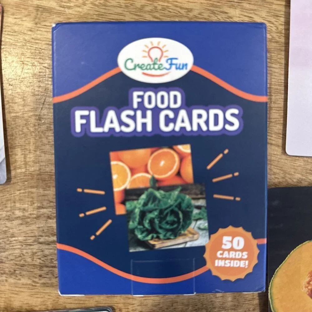 50 Food Double Sided Flash Cards - Fruits, Vegetables Create Fun